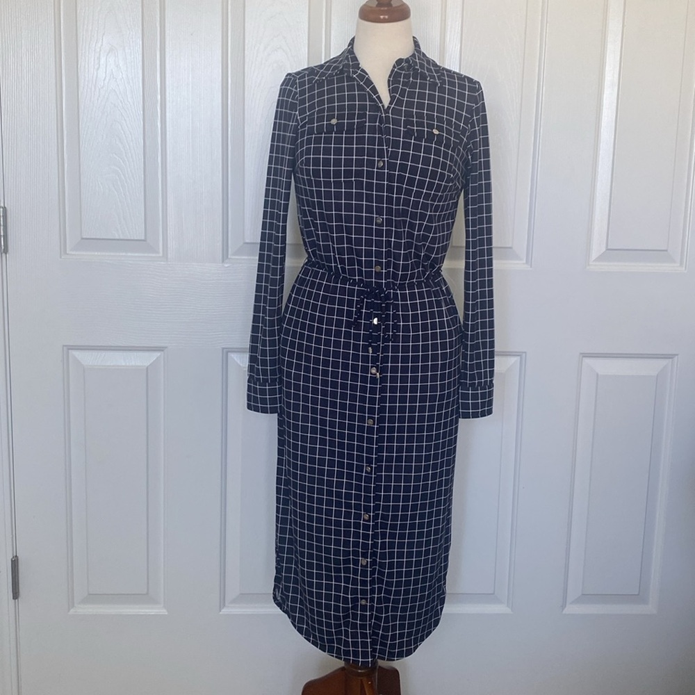 Lauren Ralph Lauren Blue Window Pane Shirtdress Size XS - Picture 2 of 11